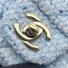 Load image into Gallery viewer, CHANEL Mini Matelasse Single Flap ChainShoulder Bag Blue/White/SilverA69900 Tweed Size 20
