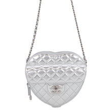 Load image into Gallery viewer, CHANEL Matelasse Heart Shape ChainShoulder Bag SilverAS5764-B21928-NF635 MetalicLambskin
