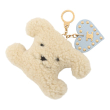 将图像加载到图库查看器中，CELINE Triomphe Pom Pom Bag Charm Natural/Pale Blue49J663GVS.02VP Shearling Leather
