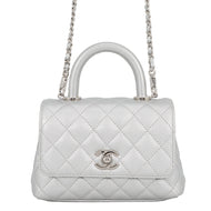CHANEL Coco Handle 2WAY Handbag SilverAS2215-B22136-U4807 Caviar Leather Size XXS
