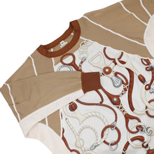 Load image into Gallery viewer, HERMES Twillaine Dress Panoplie Tout Cuir Size 40 Brown/Beige4E2825DV Silk Nylon Polyurethane

