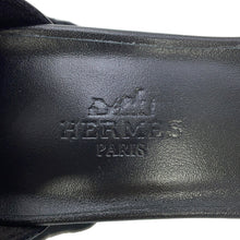 Load image into Gallery viewer, HERMES Sandals Marquise 50 Black/Plu Noir Calf Leather Toile H Size 35 1/2
