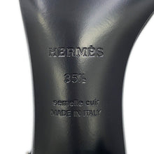 Load image into Gallery viewer, HERMES Sandals Marquise 50 Black/Plu Noir Calf Leather Toile H Size 35 1/2
