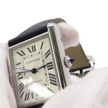 将图像加载到图库查看器中，CARTIER Tank Must de Cartier Watch XL H41mmxW31mm Stainless Steel Leather Silver DialWSTA0040
