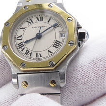 将图像加载到图库查看器中，CARTIER Santos Octagon SM W25mm Stainless Steel K18YG Ivory DialW2001683
