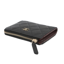 将图像加载到图库查看器中，CHANEL L-shaped zipper compact wallet BlackAP3999-B10583-C3906 Caviar Leather

