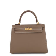 HERMES Kelly Sellier Etoupe Epsom Size 25
