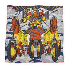 将图像加载到图库查看器中，HERMES Carre H100 Mega Chariot Size 100 Blue/Ardoise/Orange Cashmere70% Silk30%
