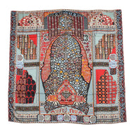 HERMES Giant Square Tapis Persans Size 140 Red/Multicolor Silk100%