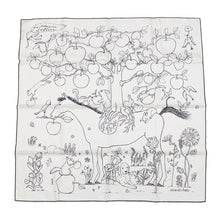 Load image into Gallery viewer, HERMES Carre Le Pommier Sellier Size 90 Black/White Silk100%
