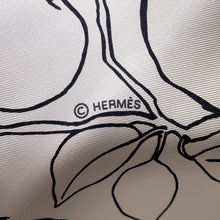 Load image into Gallery viewer, HERMES Carre Le Pommier Sellier Size 90 Black/White Silk100%
