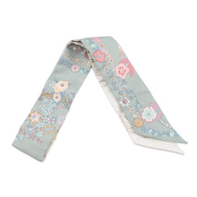 将图像加载到图库查看器中，HERMES Twilly Bride de Gala en Fleur &amp; Eyeliner Vert Almond/Pink/White Silk100%
