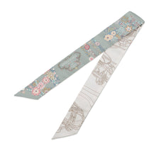 将图像加载到图库查看器中，HERMES Twilly Bride de Gala en Fleur &amp; Eyeliner Vert Almond/Pink/White Silk100%
