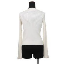 Load image into Gallery viewer, HERMES Frill neck knit Size 36 Ivory6E2683DI Silk50% Cotton38% Polyurethane3% Nylon9%
