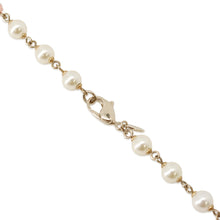 Load image into Gallery viewer, CHANEL CC Logo Faux Pearl Long Necklace Faux Pearl Beads Gold Plated
