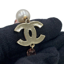Load image into Gallery viewer, CHANEL CC Logo Faux Pearl Long Necklace Faux Pearl Beads Gold Plated
