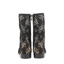 Load image into Gallery viewer, CHANEL Embroidery Grosgrain short boots BlackG45519-B15907-94305 race Size 371/2
