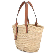 将图像加载到图库查看器中，LOEWE Basket Bag Natural/Orange/BrownA223S92X01 Raffia Leather Size Medium
