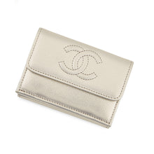 Load image into Gallery viewer, CHANEL CC Logo Small Flap Wallet Light GoldAP4655 MetalicCaviar Leather

