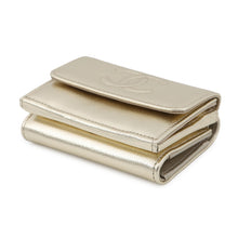 Load image into Gallery viewer, CHANEL CC Logo Small Flap Wallet Light GoldAP4655 MetalicCaviar Leather
