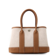 HERMES Neo Garden Ecru/Gold Toile H Negonda Leather Size 23