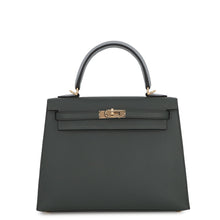 将图像加载到图库查看器中，HERMES Kelly Sellier tricolor Vert Mangrove/Green Pantan/Black Epsom Size 25
