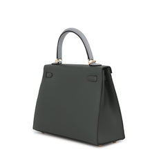 将图像加载到图库查看器中，HERMES Kelly Sellier tricolor Vert Mangrove/Green Pantan/Black Epsom Size 25
