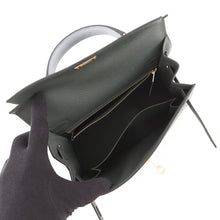 将图像加载到图库查看器中，HERMES Kelly Sellier tricolor Vert Mangrove/Green Pantan/Black Epsom Size 25

