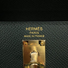 将图像加载到图库查看器中，HERMES Kelly Sellier tricolor Vert Mangrove/Green Pantan/Black Epsom Size 25
