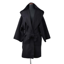 将图像加载到图库查看器中，LOEWE Anagram Patch Gown Coat Size M BlackS2291340PA Wool80% Cashmere20% Leather
