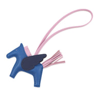 HERMES Rodeo Pegasus Blue France / Blue Saphir / Mauve Sylvestre Lambskin Swift Leather Size PM