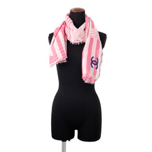 Load image into Gallery viewer, CHANEL CC Logo Large Stole Pink/White Cashmere100%
