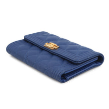 Load image into Gallery viewer, CHANEL Boy Chanel Tri-Fold Wallet BlueA84385 Caviar Leather
