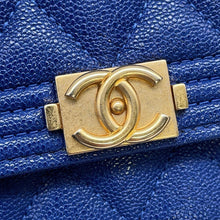 Load image into Gallery viewer, CHANEL Boy Chanel Tri-Fold Wallet BlueA84385 Caviar Leather

