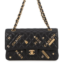 Load image into Gallery viewer, CHANEL Matelasse Double Flap Icon Chain Shoulder Bag BlackA01112 Lambskin Size 25
