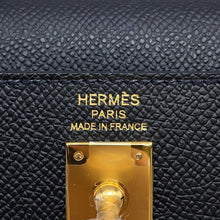 将图像加载到图库查看器中，HERMES Kelly Sellier Black Epsom Size 25
