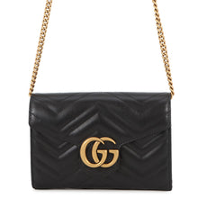 将图像加载到图库查看器中，GUCCI GG Marmont Chain wallet Black474575 Leather
