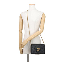 Load image into Gallery viewer, GUCCI GG Marmont Chain wallet Black474575 Leather
