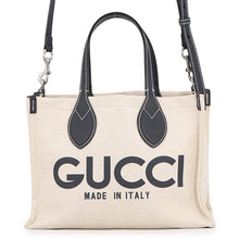 Load image into Gallery viewer, GUCCI Printed Logo Tote Bag Beige/Navy772144 Canvas Leather
