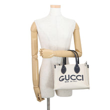 Load image into Gallery viewer, GUCCI Printed Logo Tote Bag Beige/Navy772144 Canvas Leather
