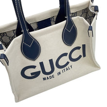 Load image into Gallery viewer, GUCCI Printed Logo Tote Bag Beige/Navy772144 Canvas Leather
