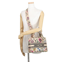 将图像加载到图库查看器中，Dior Lady D-Lite Floral 2WAY Handbag Beige/Multicolor Raffia Canvas Size Medium
