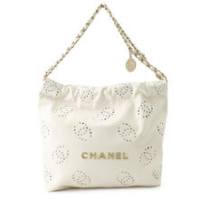 Load image into Gallery viewer, CHANEL CHANEL 22 Perforated Chain Shoulder Bag WhiteAS3260-B19648-10601 Shiny Calf Leather Size Small

