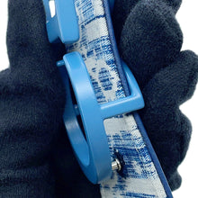 将图像加载到图库查看器中，Dior Oblique Belt Blue Leather Fabric
