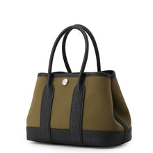 Load image into Gallery viewer, HERMES Neo Garden Olive Green/Black Toile Officier Negonda Leather Size 23
