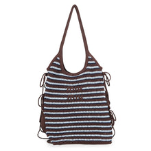 将图像加载到图库查看器中，MIUMIU Ivy Crochet Tote Bag Cocoa Brown/Celeste Blue5BG311_2IH7_F04H6_V_OLL Cotton
