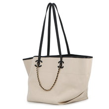 Load image into Gallery viewer, CHANEL Small Shopping Bag Ecru/Black Canvas Calf Leather
