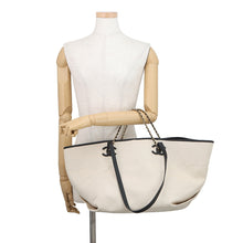 Load image into Gallery viewer, CHANEL Small Shopping Bag Ecru/Black Canvas Calf Leather
