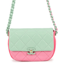 将图像加载到图库查看器中，CHANEL Matelasse Shoulder Bag Green/PinkAS3876 Lambskin

