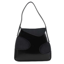 将图像加载到图库查看器中，Ferragamo Cutout Handbag Black213487 Patent Leather Canvas
